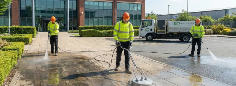 Commercial path jet washing in Cheshire