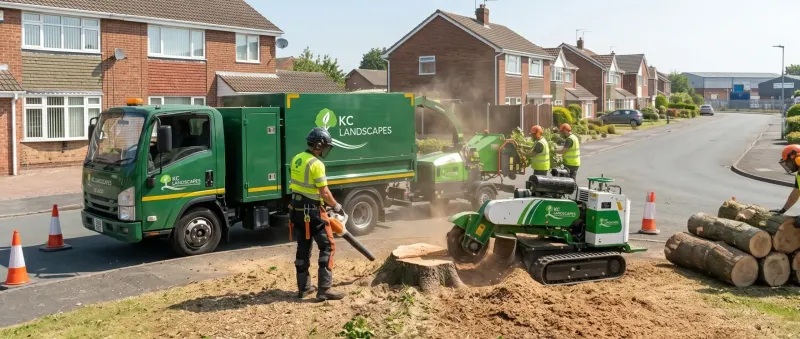 KC Landscapes tree surgeons working in Widnes