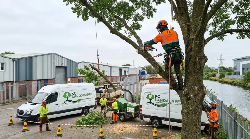 KC Landscapes tree surgeons working in Runcorn